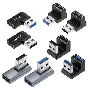 USB3.0 꺽임젠더 상하좌우 90도 180도 꺾임 연장젠더 USB3.2 A타입 Gen2 10Gbps 고속충전 데이터전송 위쪽 아래쪽 오른쪽 왼쪽 꺽임형, 좌향90도측면(MT465), 1개