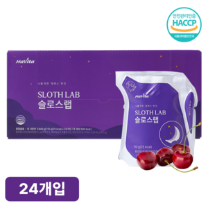 해비타 슬로스랩 타트체리 흑하랑상추 테아닌 스트레스케어 잠들기전 마시는 수면음료, 110g, 24개