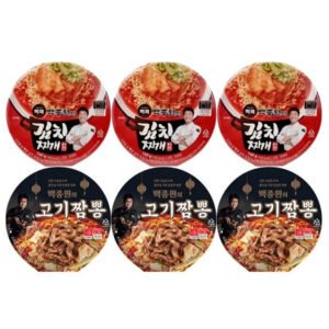 빽쿡 백종원 김치찌개 140g 3개 + 고기짬뽕 105g 3개, 1개