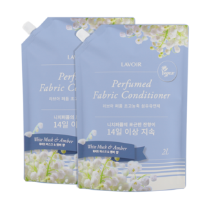 라브아 퍼퓸 초고농축 섬유유연제 리필 화이트머스크앤앰버 향 2L, 2개