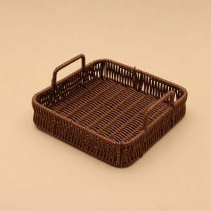 다과 과일 생활용품 인테리어소품 베스트 사각 라탄짜임 트레이(22cm) (월넛), 1개