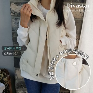 상상그이상 여성용 옆지퍼 패딩조끼 바람막이 체온유지에 좋은 사이즈좋은 어디에나 쉽게 코디가능한 편한 레이어드 꾸안꾸 베스트 하이넥 웰론빵빵 간절기 아우터