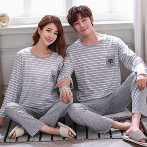 로리돌스 그레이 스트라이프 커플 잠옷