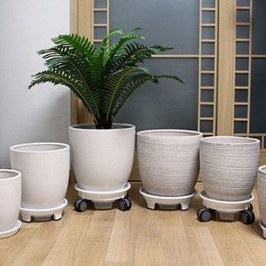 도희네화분 뉴백자화분 화이트컬러 그레이컬러 화분분갈이용 고급백자화분 학교 관공서 어린이집화분, 뉴백자화이트02(물받이소), 1개