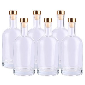 가인글로벌 위스키500 유리병 주류병 더치병 담금주 술병, T형마개(골드), 6개, 500ml