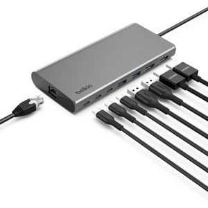 Belkin Connect Univesal USB-C 8-in-1 듀얼 디스플레이 코어 허브(실리콘 모션 기술 포함) - Mac Windows 및 Chomebook과 호환 1, 1개