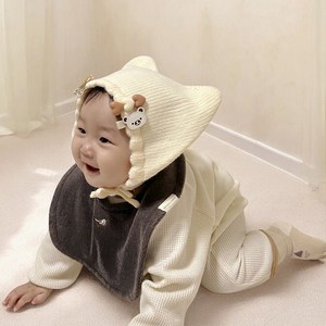 미소네이처 젤라또 테리빕 순면 아기 턱받이 유아 양면 침받이, 1개, 1개입, 브라우니