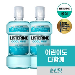 리스테린 쿨민트 마일드 구강청결제, 750ml, 2개