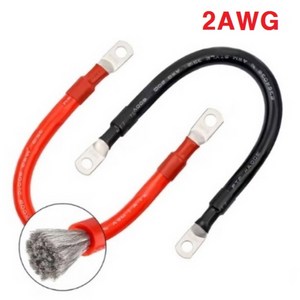 실리콘케이블 / 2AWG / 35SQ / 양쪽 구리터미널 / 7000가닥 구리선 / 전원 케이블 / 적정전류 200A, 1개, 2AWG 블랙 60CM