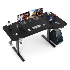 Homall L자 모션데스크 코너 높이 조절 책상 게이밍 데스크, 블랙