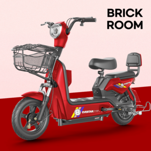 BRICKROOM 3세대 전기 스쿠터 자토바이 전동 출퇴근 팻바이크 2인용 자전거 배터리 분리형, 레드, 14A납산(65km)