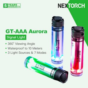 Nextoch Glo-Toob(GT-AAA) 오로라 3 색 소스 신호등 손전등 10m 잠 360 ° 가시 7 가지 조명 모드, 1개