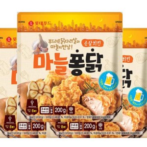 롯데웰푸드 Chefood 마늘퐁닭 순살치킨 200g 1개 탕비실 풍미업