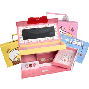 필통 몰랑이 비밀번호 지함필통 대용량 초등학생 추천 예쁜 캐릭터 사각 만능 저학년필통, 1-2. 빵 먹는 몰랑 옐로우