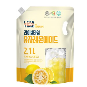 라이브타임 유자레몬에이드 2100ml, 2.1L, 6개