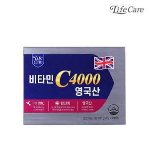 [라이프케어] 100% 영국산 순수 비타민C4000 100포, 400g, 1개