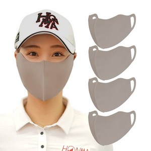 비블럭 UV 자외선차단 스포츠 골프마스크 얼굴 햇빛 가리개 등산 자전거 운동 안면 마스크 4매, 아스킨 브라운