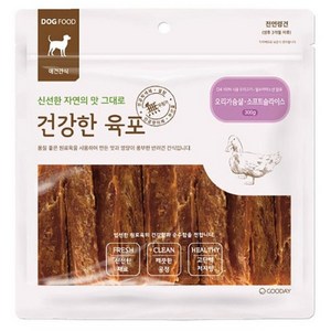 굿데이 건강한육포 강아지 간식, 오리가슴살 소프트 슬라이스, 300g, 4개