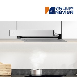 경동나비엔 600장용 가스레인지/전기레인지용 주방 렌지 후드 2단 슬라이드 PAB, 방문설치, 실버