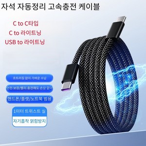 에스제이무역 자석 자동정리 고속충전케이블, USB to 라이트닝, 100mm, 1개