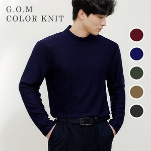 지오엠 남자 베이직 반목 반폴라 니트 티셔츠