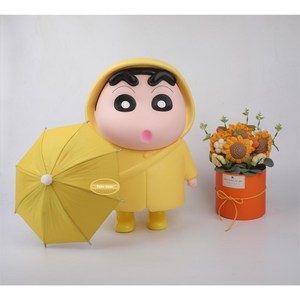 Palm tree 비옷 짱구 대형 피규어 귀엽고 실용적인 선물 아이템 42CM, 옐로우*우산증정