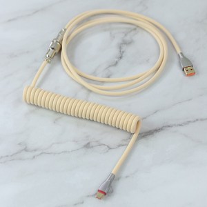 워키 Wokey 11컬러 코일형 USB C타입 키보드 항공 케이블, 1개, 310cm, 07.크림 아이보리