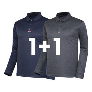 1+1 카치온 카라 기모 긴팔 티셔츠 2장세트