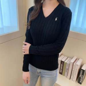 이월상품 초특가 플로 여성 꽈배기 브이넥 니트 봄겨울 니트