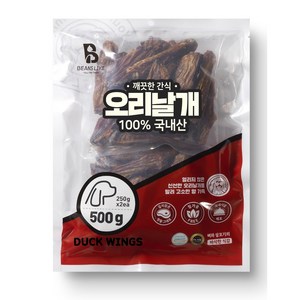 빈즈라이크 오리날개 국내산 수제간식, 오리날개맛, 500g, 2개