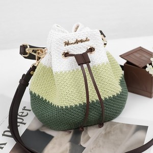 털실나라 DIY 미니복조리 만들기 세트 뜨개가방 패키지 뜨개질 코바늘가방, 55애쉬그린1볼+60베이비메론1볼+01화이트1볼, 브라운