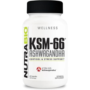 뉴트라바이오 아슈와간다 KSM-66 600mg 브이-캡 비건, 1개, 90정