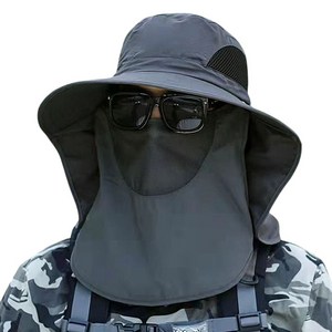 옴니 자외선차단 벙거지 아웃도어 햇빛가리개 모자, 1개, HR똑딱 다크그레이