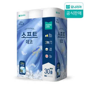 모나리자 부자되는집 프리미엄 천연펄프 고급화장지 3겹 소프트데코, 1개, 30롤, 30m