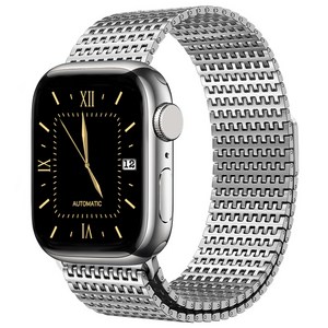 사라밴드 애플워치 호환 하이엔드 밀레니즈 루프 메탈 스트랩, 38/40/41/42mm, 실버, 1개