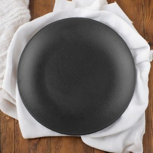 [돌산멜라민] 체크(흑) - 골든 원형접시 (업소용그릇 멜라민그릇 예쁜그릇 식당접시 멜라민볼 멜라민찬기 검정색그릇), (DS-7907), 1개