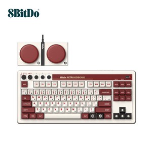 8bitdo 레트로 유무선 기계식 키보드 게이밍 핫스왑 87키 AB슈퍼키 포함, 빈티지 기계식 키보드(레드)+슈퍼버튼, 빈티지 기계식 키보드(레드)+슈퍼 버튼, 레드(AB키 포함)