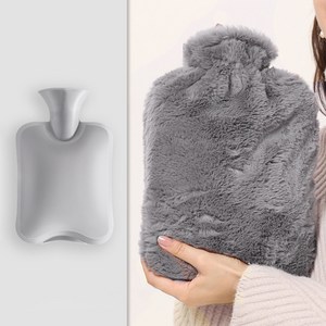 바디랭귀지 고밀도 극세사 보온 물주머니 찜질팩 커버 세트 1L 2L, 그레이 2L, 1개