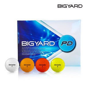 빅야드 PD 골프공 정품볼 4종 x 3p 세트, 화이트 + 오랜지 + 레드 + 옐로, 12개입, 1개
