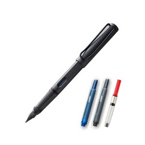 LAMY 사파리 만년필 컨버터 세트, F, 만년필(블랙), 케이스(랜덤발송), 1세트