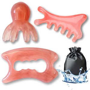 SWAYDEN 괄사 3종세트 두피 얼굴 승모근 종아리, 핑크색상, 1세트