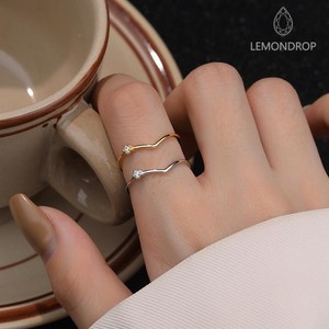 레몬드롭 실버 925 웨이브 하트 오픈 링 반지 LCSR004