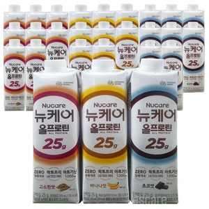 뉴케어 올프로틴 혼합 고소한맛 바나나맛 초코맛 8팩씩 당류제로 락토프리 균형단백질, 24개, 245ml