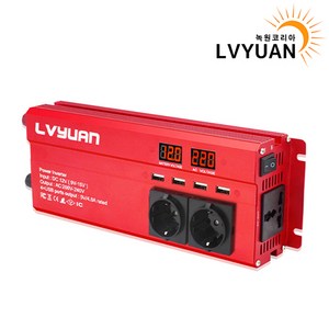 녹원 유사계단파 차량용 2000W 인버터 220V 60hz 한국형 KC인증, 1개, 레드 용량 2600W 전압 12V