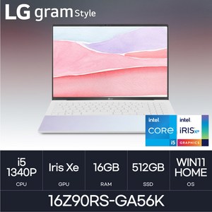 LG전자 그램 스타일16 16Z90RS-GA56K, WIN11 Home, 16GB, 512GB, Auoa White