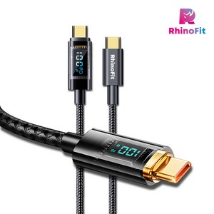 라이노핏 USB C타입-C타입 100W PD 고속 충전 투명 디스플레이 케이블, 2m, 혼합색상, 1개