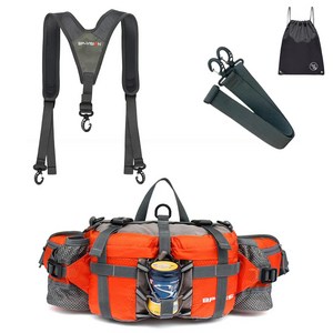 벨오라 라이트 숄더 힙색 등산배낭 트래킹 방수 스포츠슬링백 등산보조가방 소형배낭+PGN짐쌕(블랙), BLA_오렌지