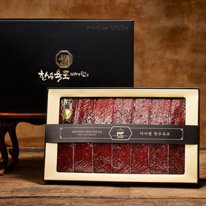 한우 1+ 육포선물세트, 420g, 1세트, 블랙 쇼핑백