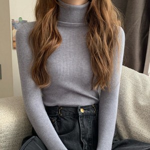 제이에프앤씨 여성용 보들보들 따스한 골지 스판 긴목폴라 니트 목티 티셔츠 wpl001