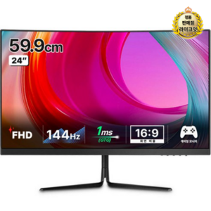 한성컴퓨터 FHD 1200R 커브드 게이밍 리얼 180 모니터, 59.9cm, TFG24F14V(일반)